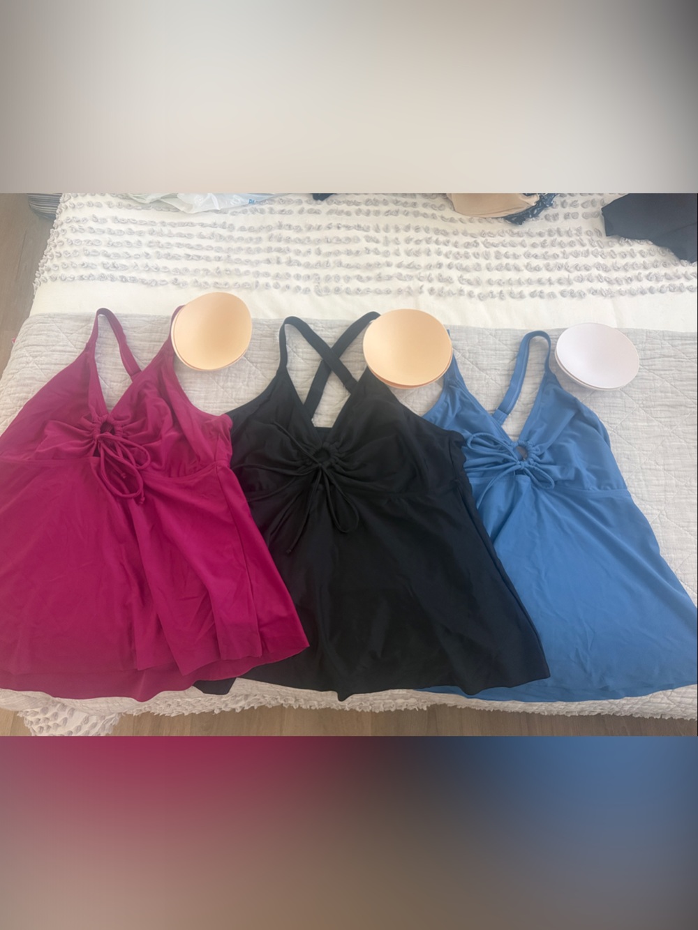 Amazon Women Swim Bikinis Tankini Set in Magenta, Black, Blue